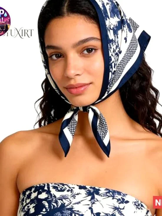 Polyester Satin Triangle Shawl Scarf Belt Lightweight Versatile Accessory - Picture 2 of 7